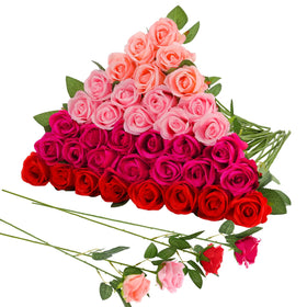 Hoemwarm roses: 36-piece mixed colors with long stems for wedding bouquets.