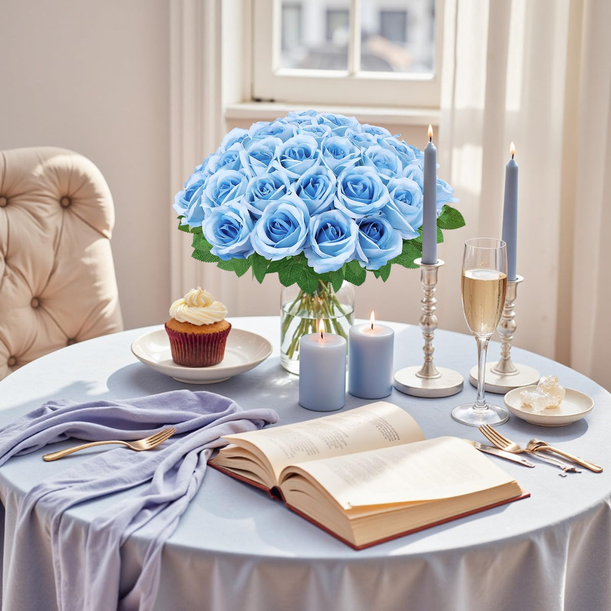 Hoemwarm fabric petals and silk leaves add durable, elegant color.