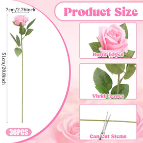 Hoemwarm long-stem silk pink roses for customizable wedding bouquets