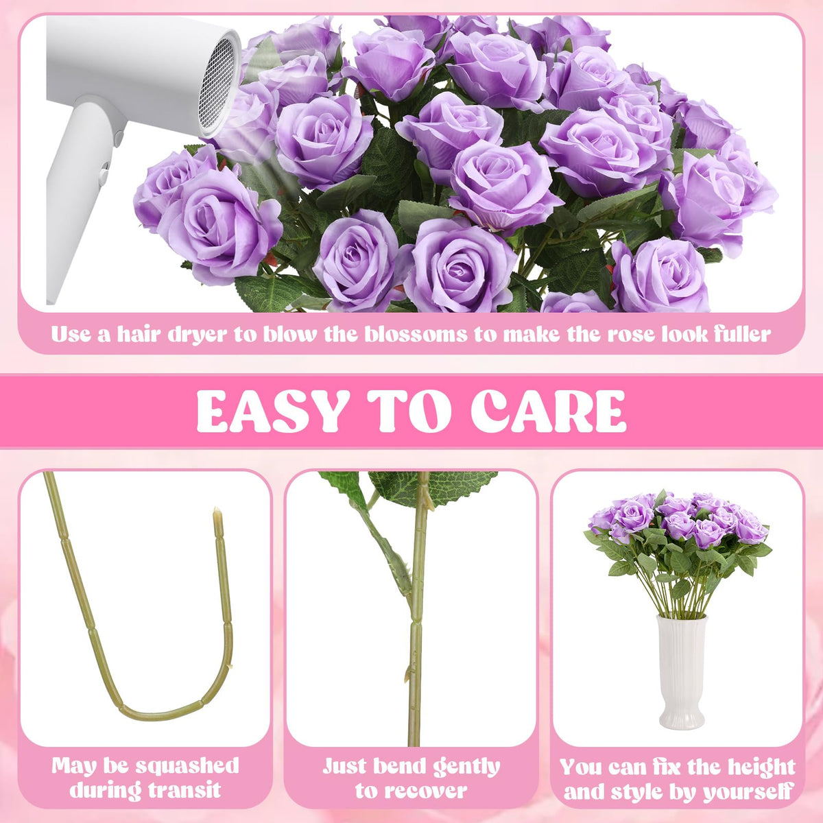 Hoemwarm wire-stem roses enable flexible DIY bouquet arrangements.