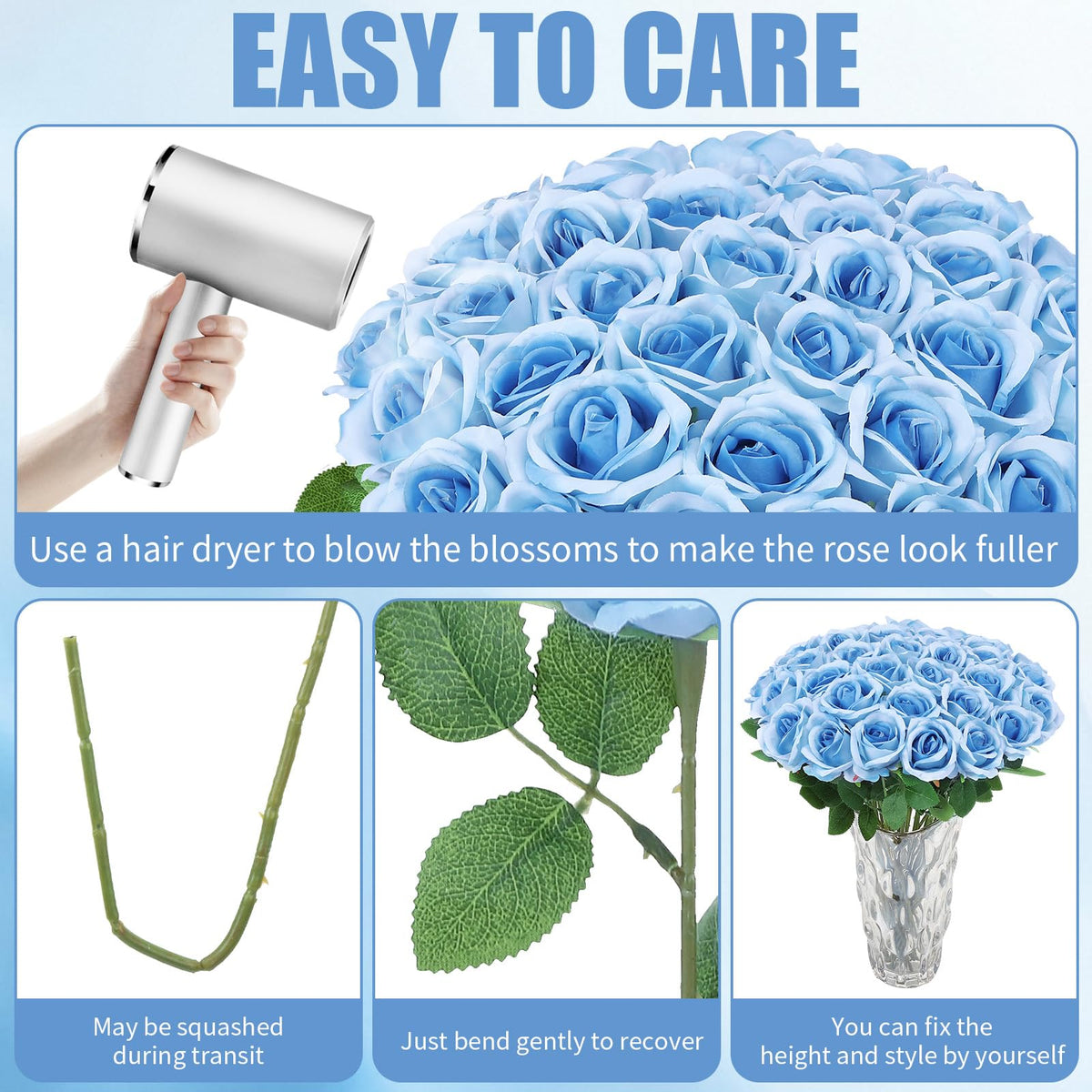 Hoemwarm wire-stem roses enable flexible, customizable DIY arrangements.