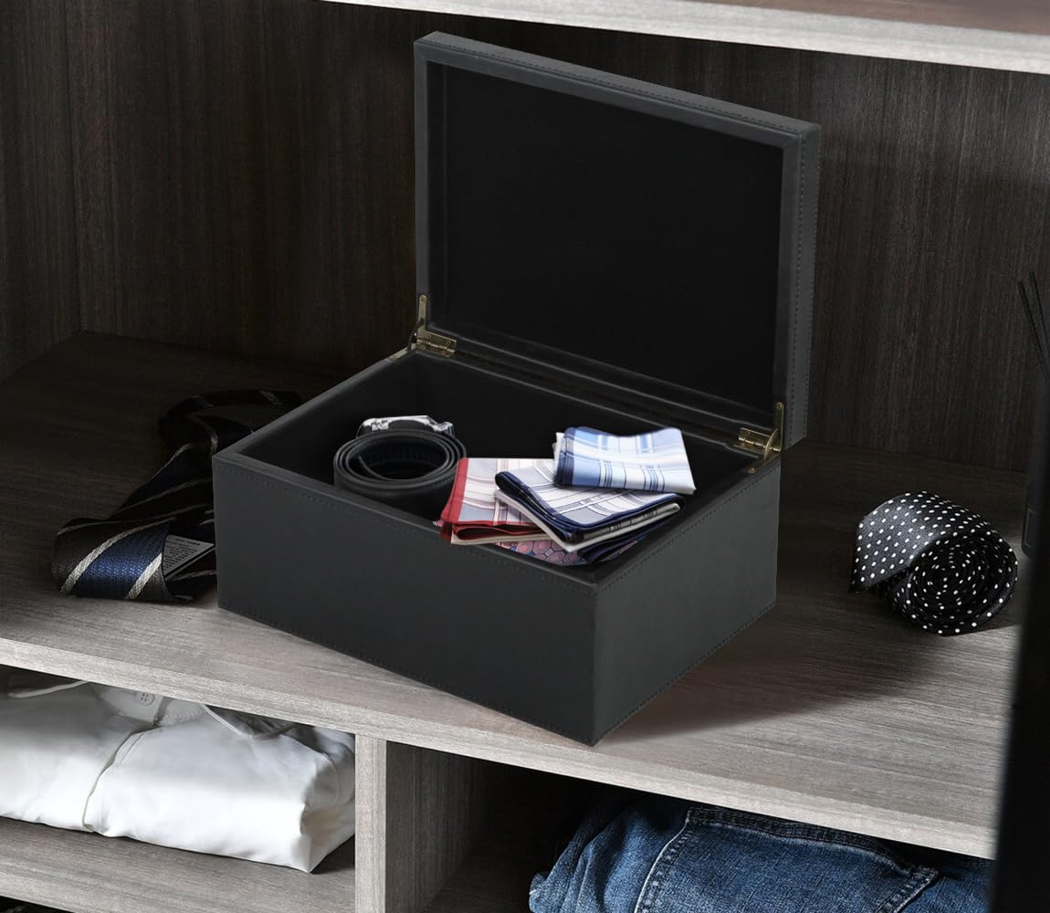 HofferRuffer antique-style storage box in black adds elegant home storage.