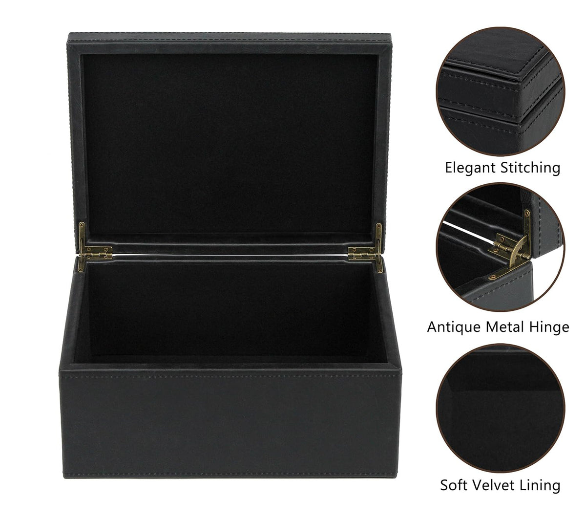 HofferRuffer decorative box interior features storage compartments for cosmetics and accessories.