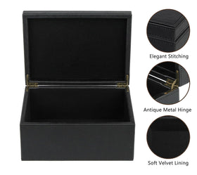 HofferRuffer decorative box interior features storage compartments for cosmetics and accessories.
