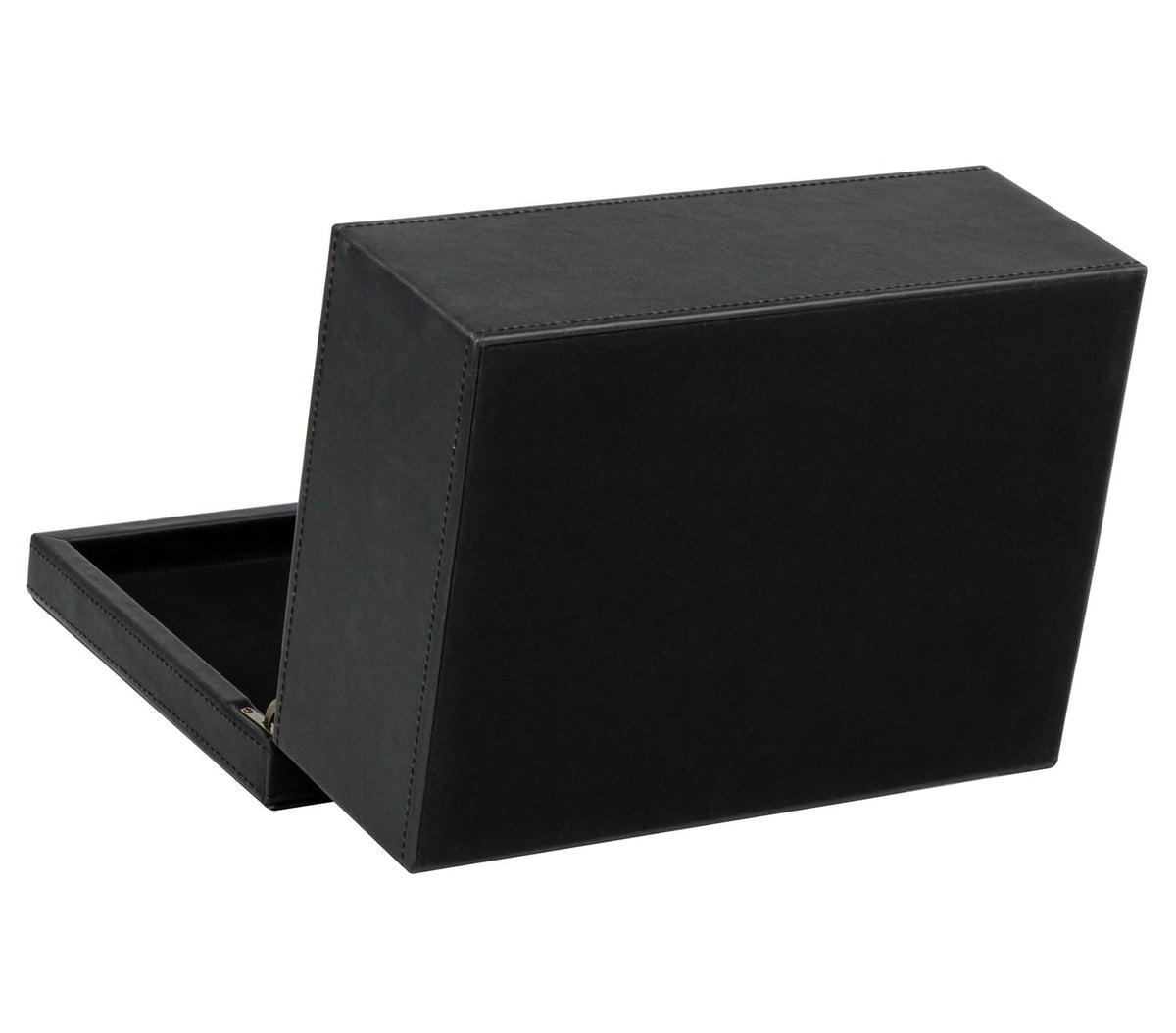 HofferRuffer hinged lid accessible storage for easy retrieval.
