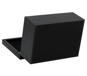 HofferRuffer hinged lid accessible storage for easy retrieval.