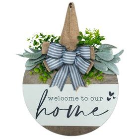 Hofir Welcome Sign front door 12in round enhances curb appeal with warm greeting.