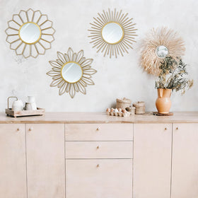 Hogardeck three-piece wall art mirrors offer versatile placement options.