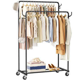 HogHow clothes rack with double-rod hanging for organized use
