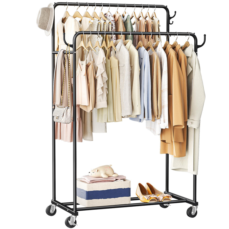 HogHow clothes rack with double-rod hanging for organized use