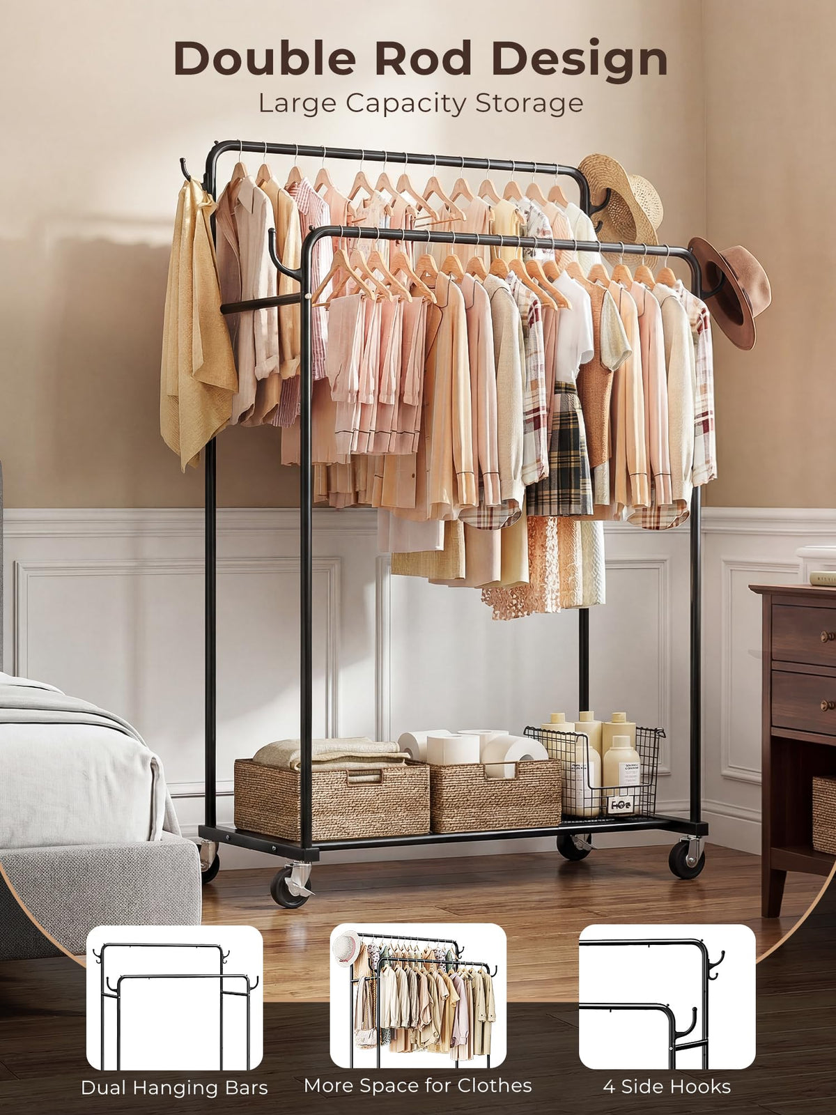 HogHow metal-frame clothes rack emphasizes sturdy daily storage