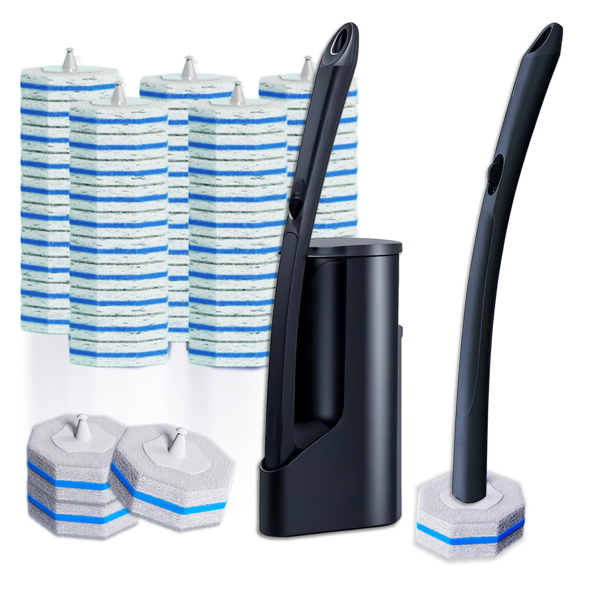 Hohoky disposable toilet brush with 50 refills for easy, hygienic replacements.
