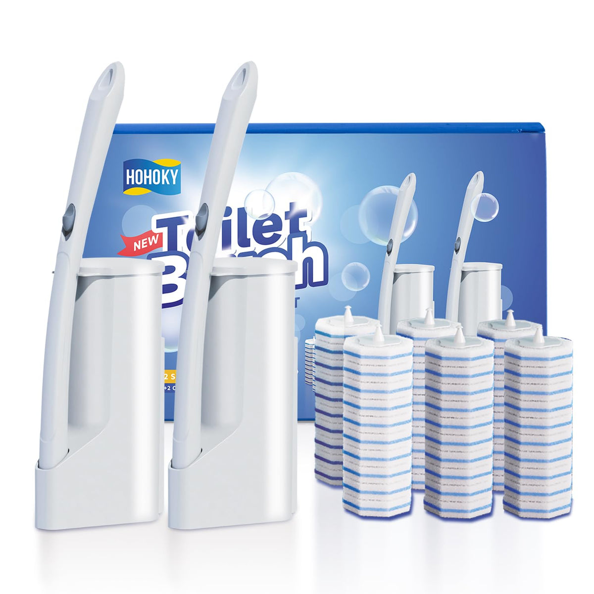 Hohoky disposable toilet brush wand set for quick, hygienic bathroom cleans