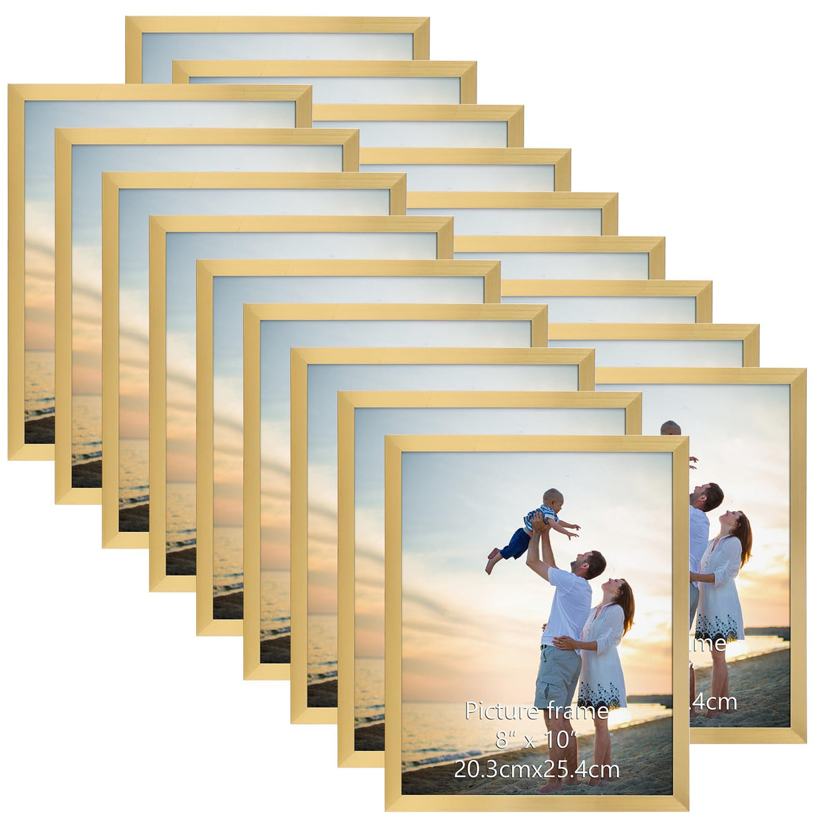 Hoikwo 18-pack 8x10 gold frames on wall display for family photos, gallery-ready