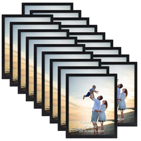 Hoikwo 18-pack 8x10 black frames with plastic cover for wall gallery display.
