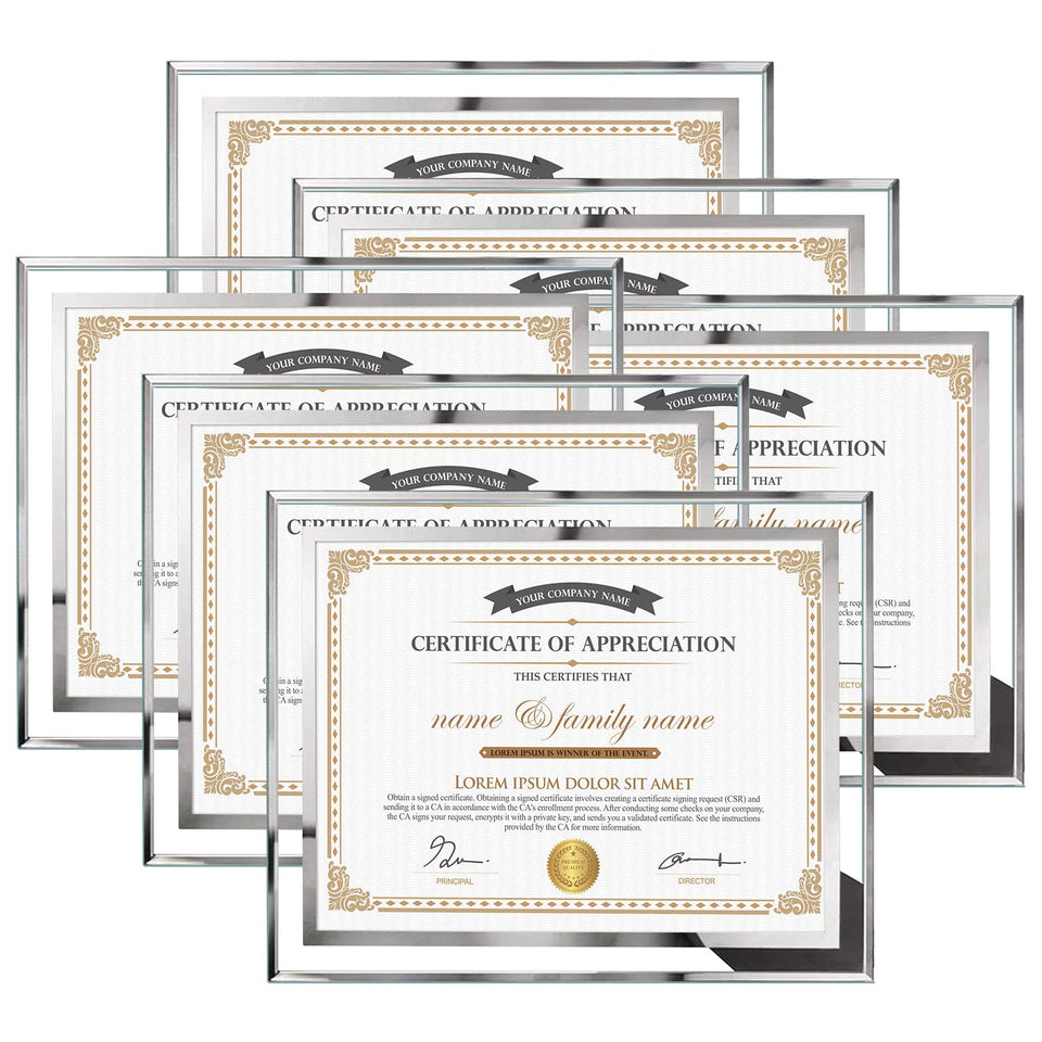 Hoikwo 8.5x11 frame front view highlights a clear certificate display for desks.