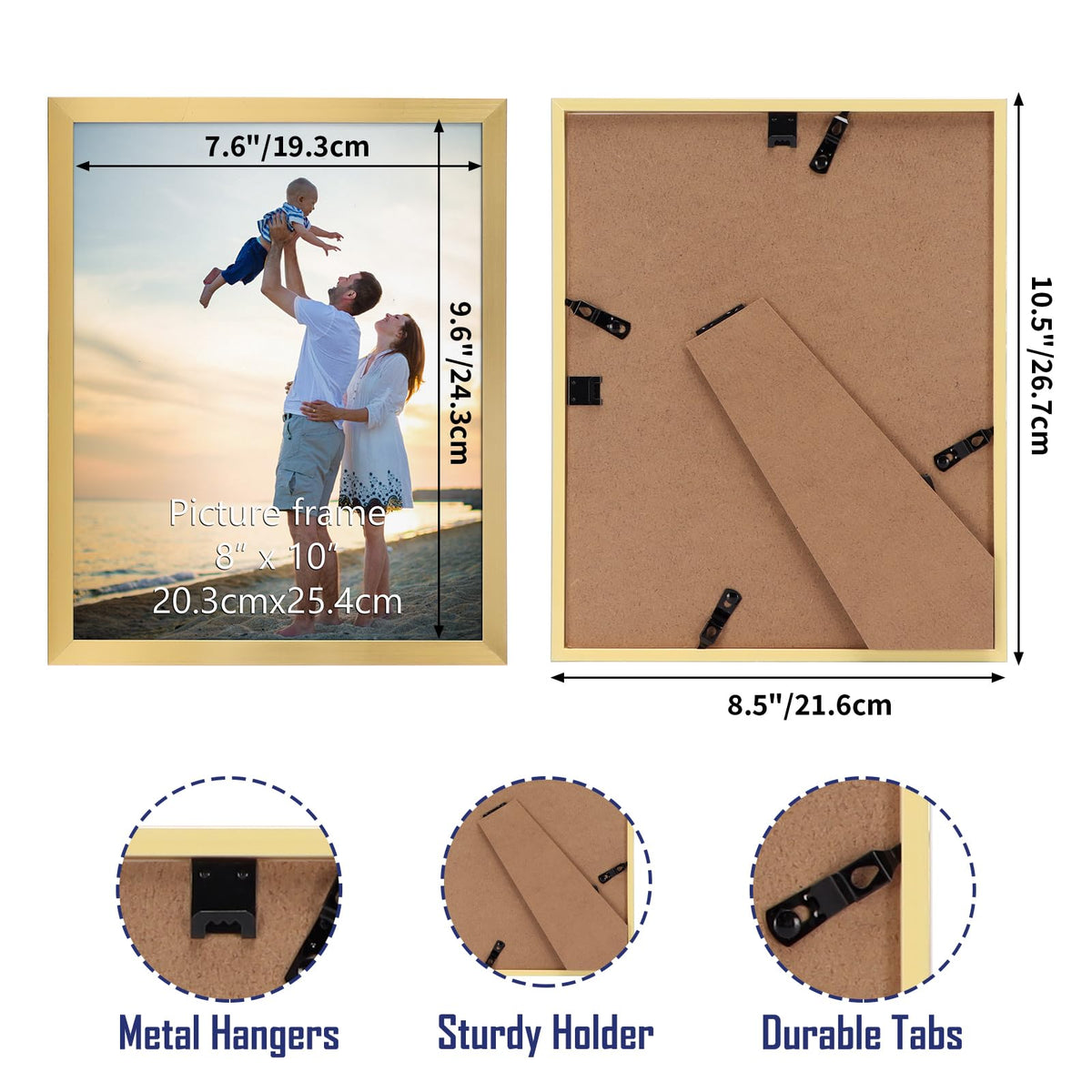 Hoikwo gold frame close-up shows slim border details and premium gold finish