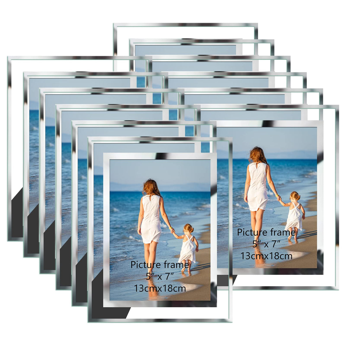 Hoikwo bulk 5x7 glass frame with silver edge for elegant display.