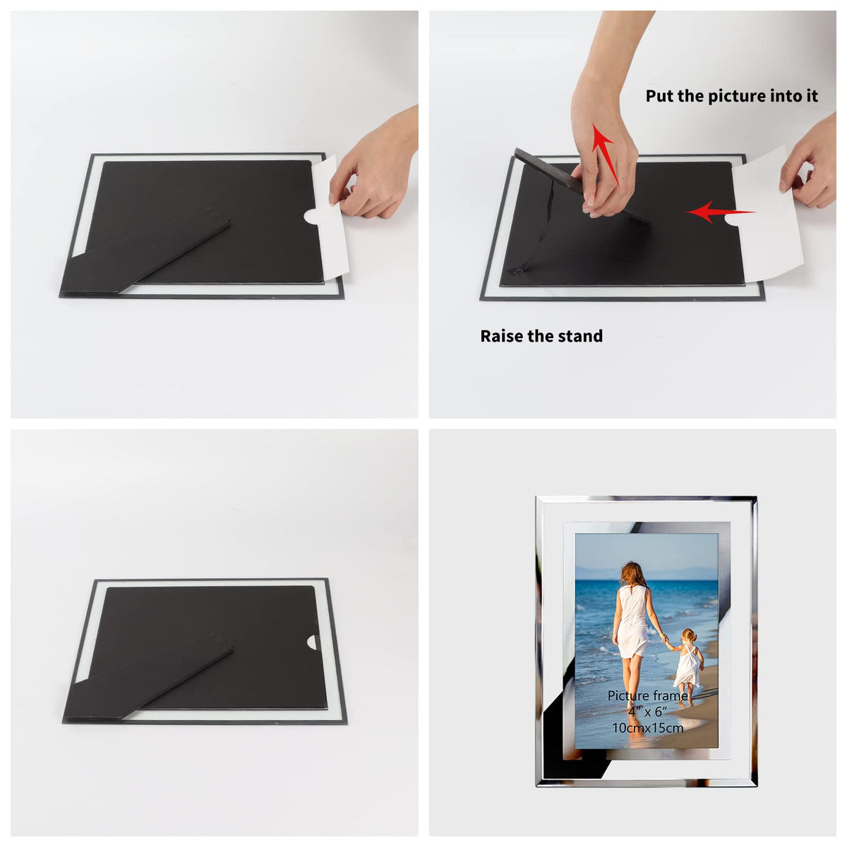 Easy front-lift bracket on Hoikwo 5x7 frame for quick photo swaps.
