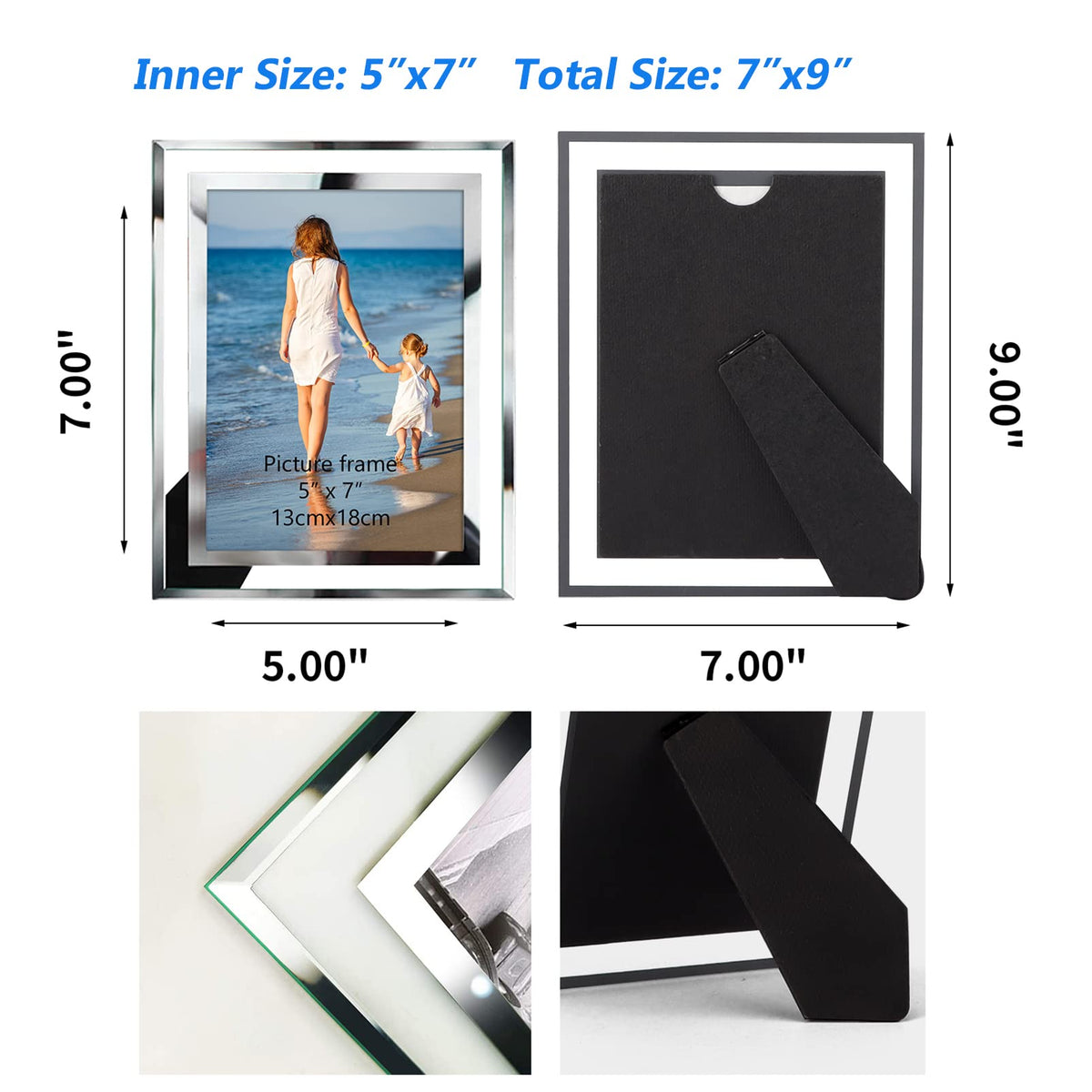 Twelve-pack 5x7 photo frames for versatile tabletop display horizontal or vertical.