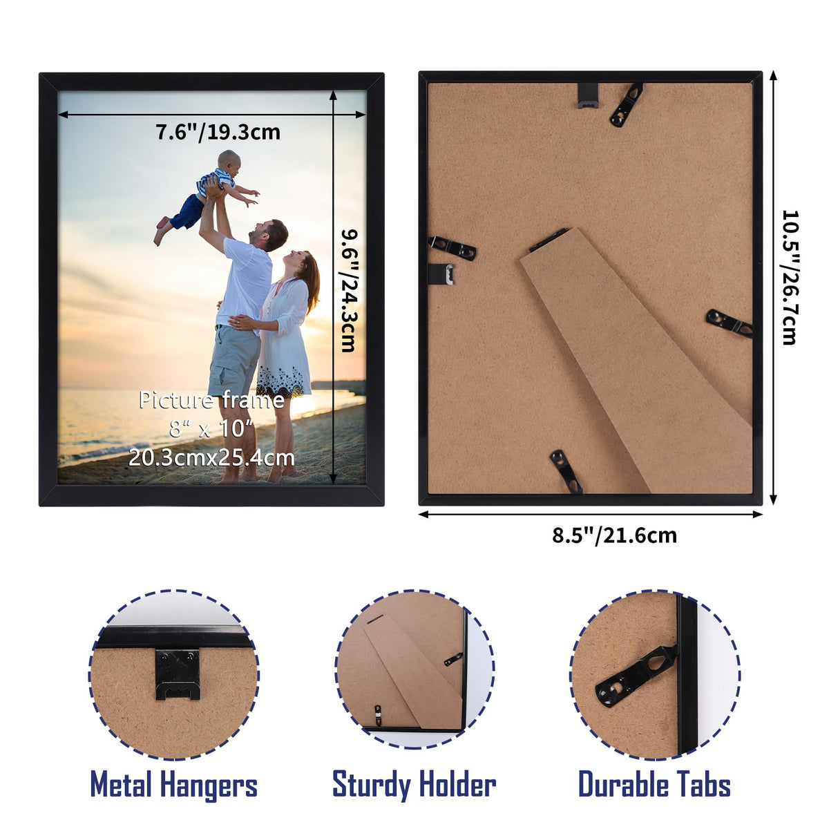 Hoikwo wall-hanging 8x10 frame highlighting family photos with a slim modern border.