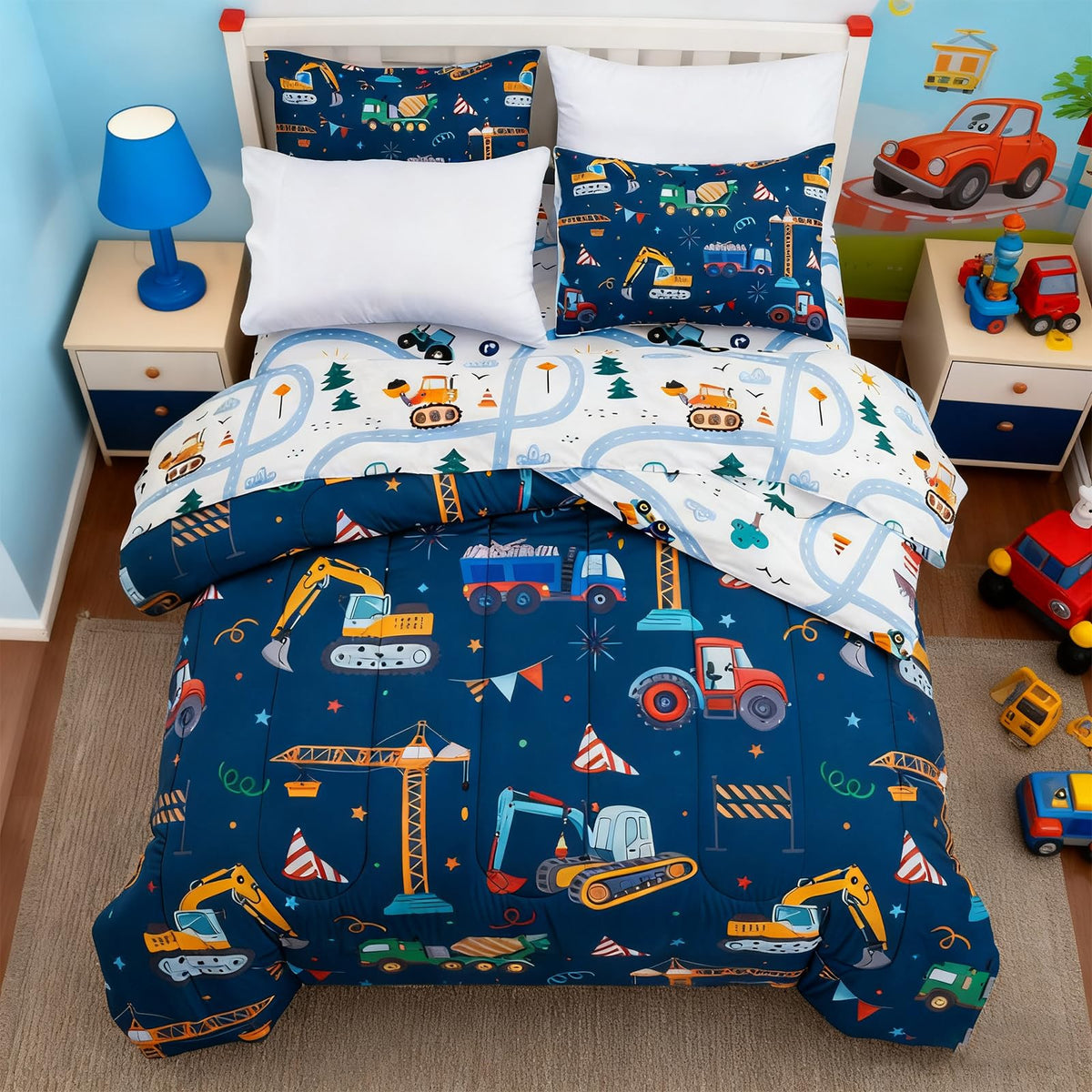 Holawakaka full-size 5-piece bed-in-a-bag offers coordinated bedding.