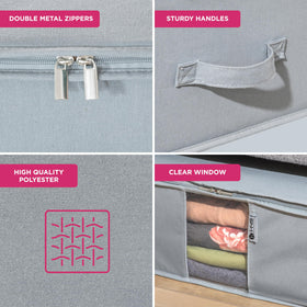 Clear panel view showing contents of the storage bag
