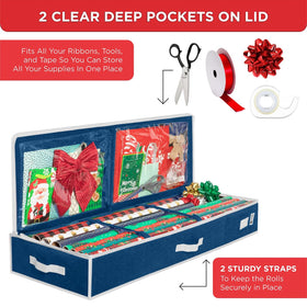 HOLDN’ STORAGE internal pockets for tags ribbons and bows keep essentials easy to locate.