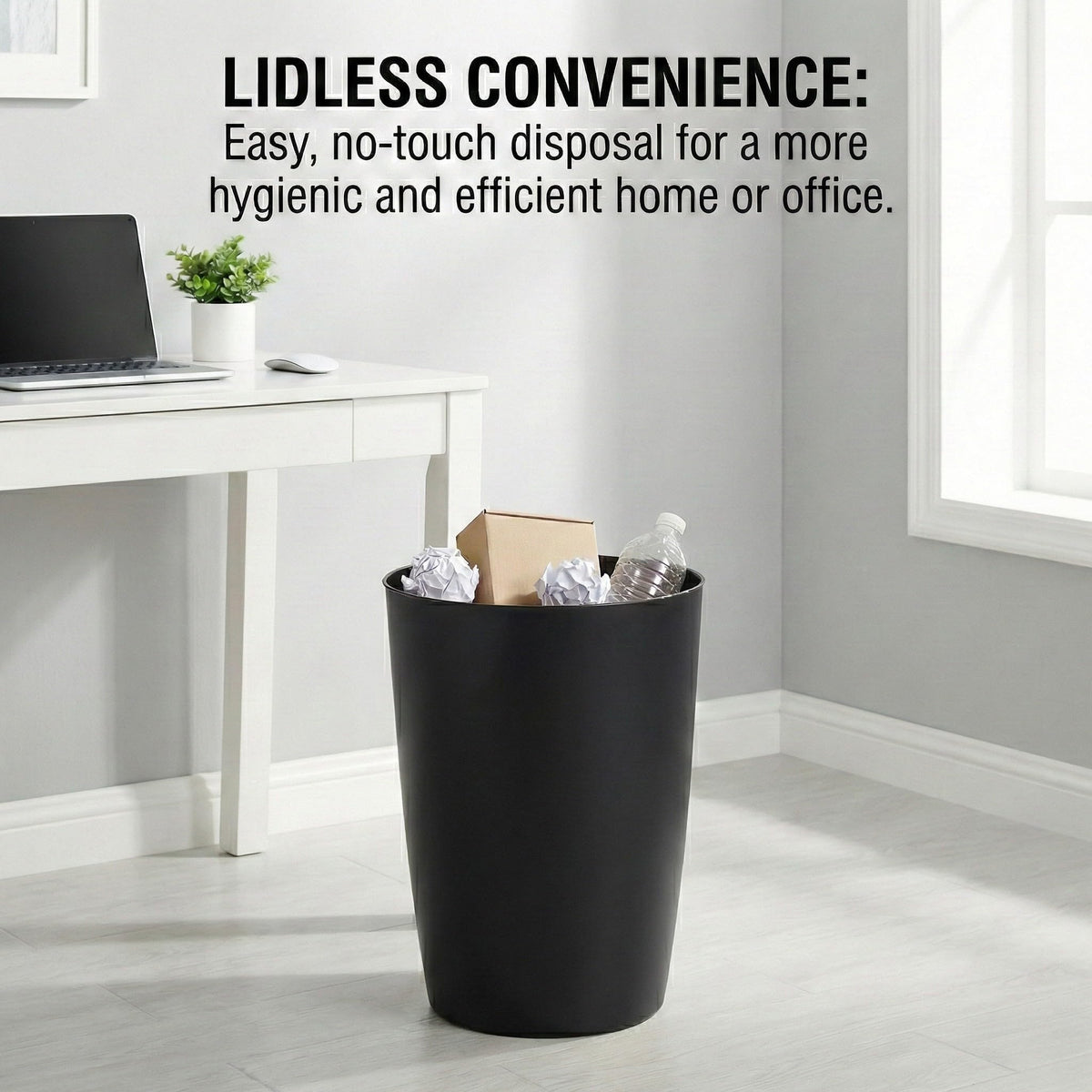 HOLDN’ STORAGE mini waste basket bathroom setup, fits small bathrooms with style.