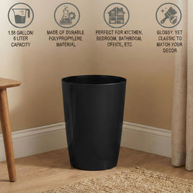 HOLDN’ STORAGE mini waste basket open top, lidless design for quick disposal.