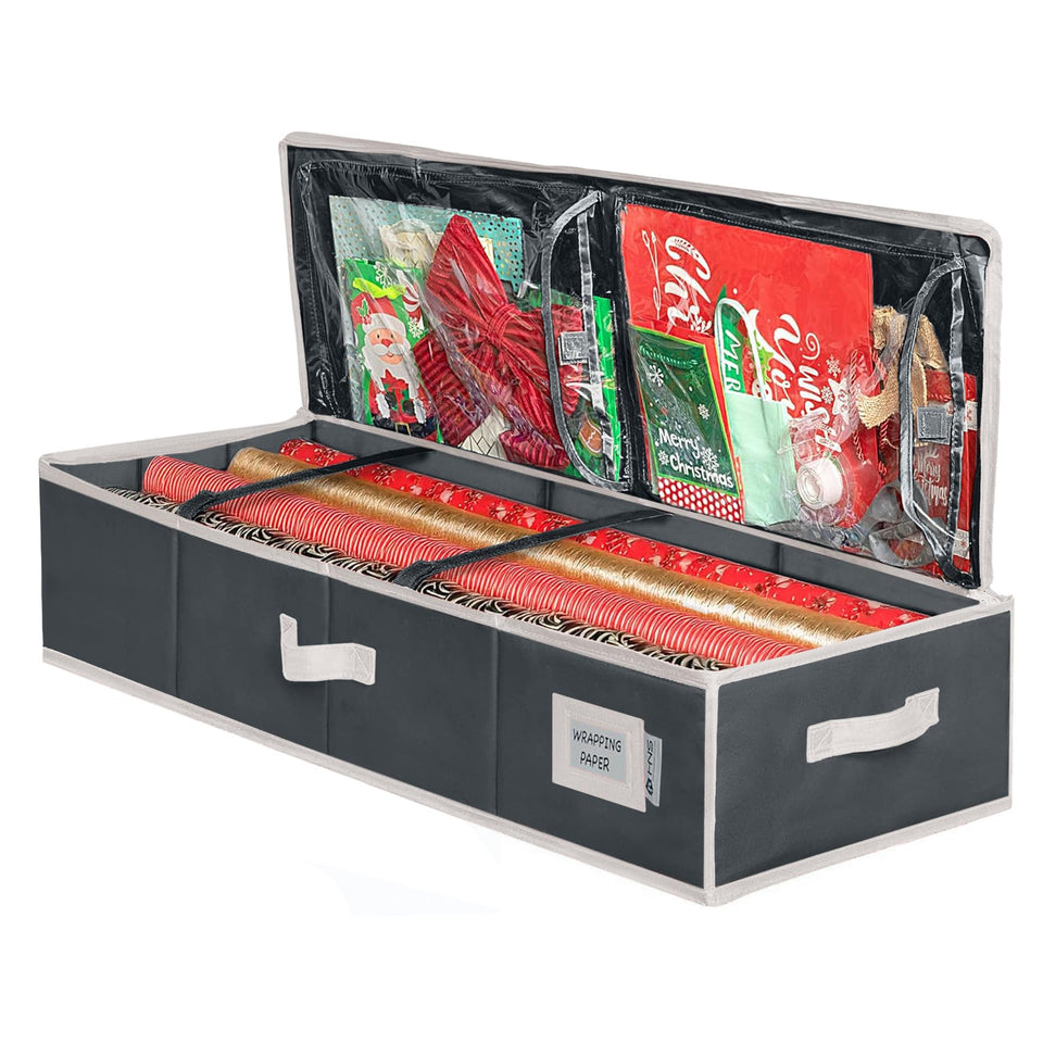 HOLDN’ STORAGE wrap organizer with durable material protecting gift wrap