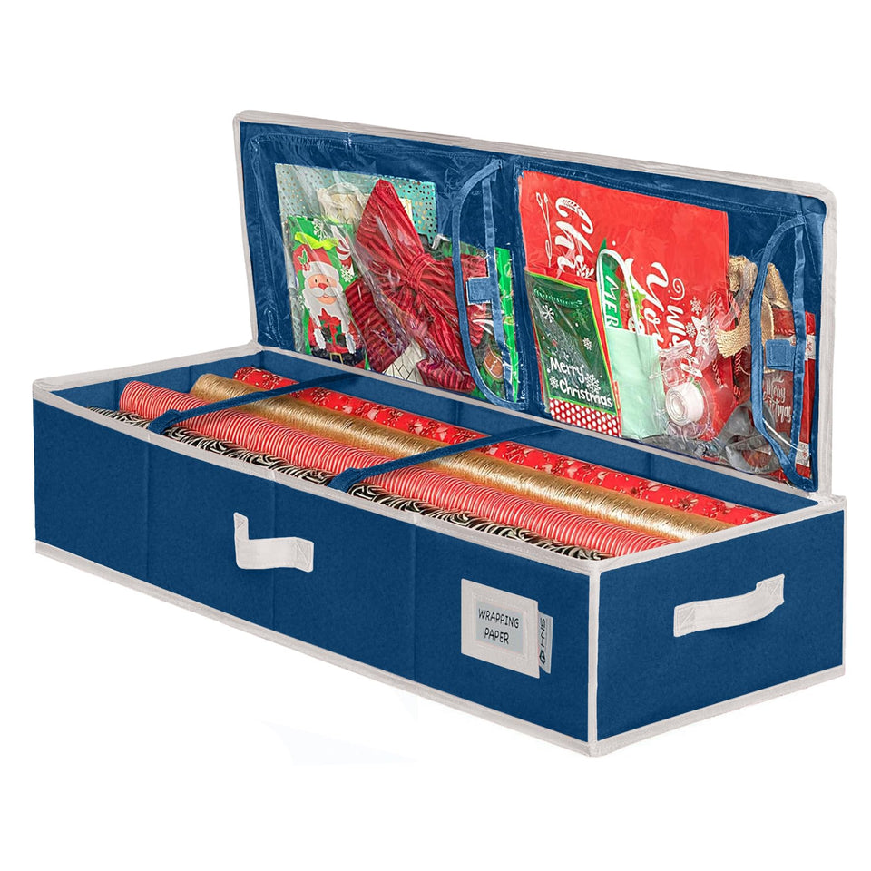 HOLDN’ STORAGE premium wrap paper storage underbed keeps supplies neatly organized.