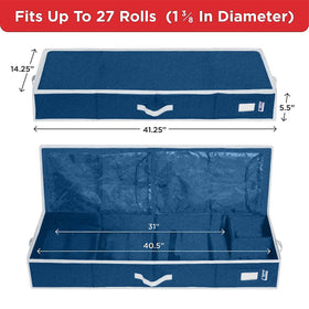 HOLDN’ STORAGE wrap roll capacity 27 rolls for holiday prep and gifting.