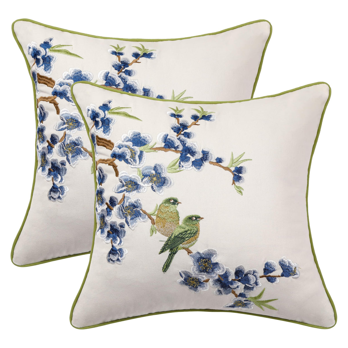 Holibeat embroidered birds and flowers on the front, a stylish living-room accent.