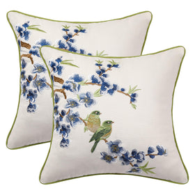 Holibeat embroidered birds and flowers on the front, a stylish living-room accent.