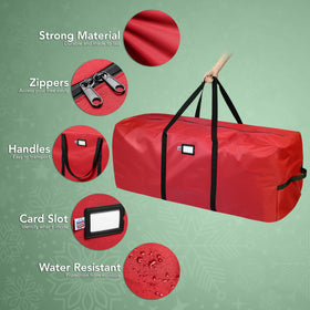 Holiday Cheer robust zipper keeps contents secure during seasonal storage.