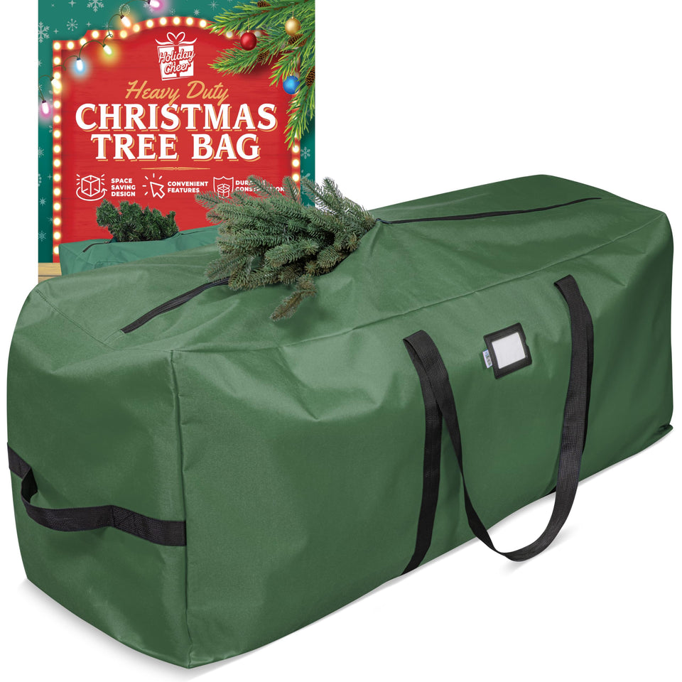 Holiday Cheer storage bag fits up to a 9ft tree for easy seasonal storage.