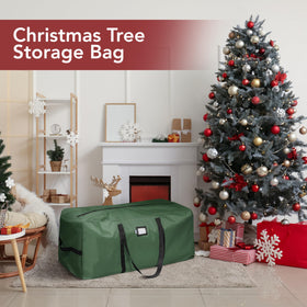 Holiday Cheer storage bag used for garlands and lights to save space.