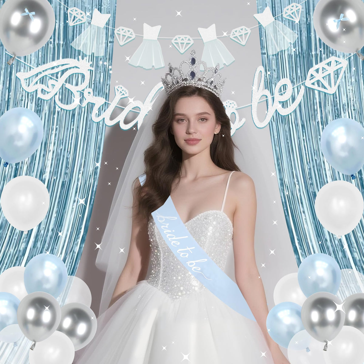 Holkcog 12-inch latex balloons for classic blue and white party decor.