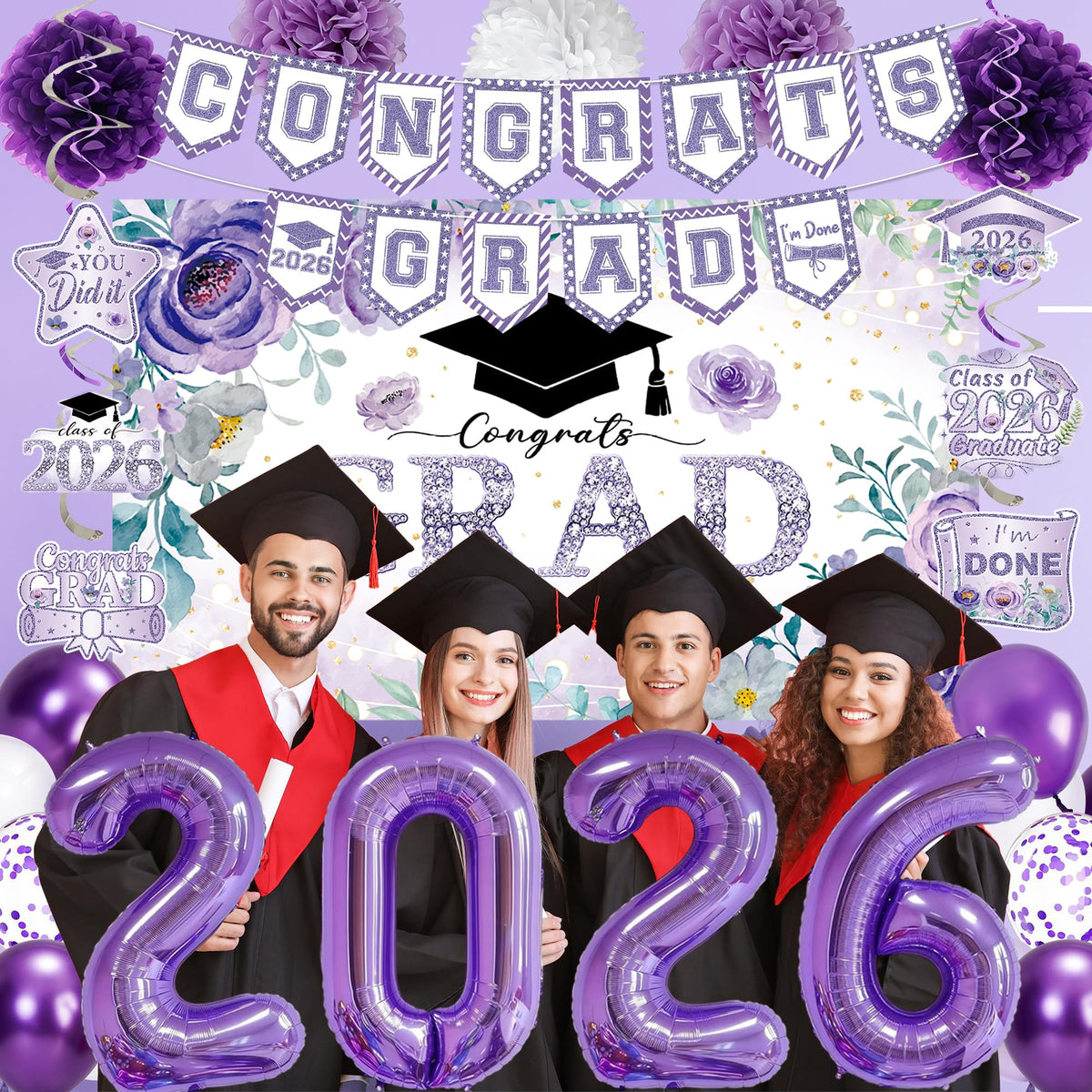 Holkcog 32-inch 2026 balloons create a bold centerpiece