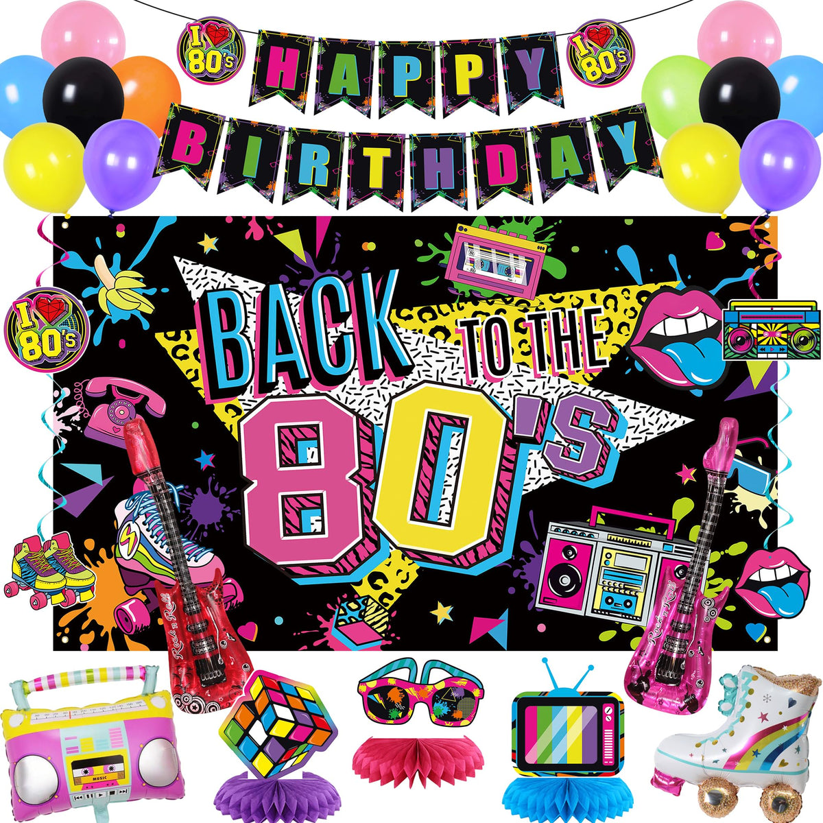 Holkcog Back To The 80s banner for retro party decor