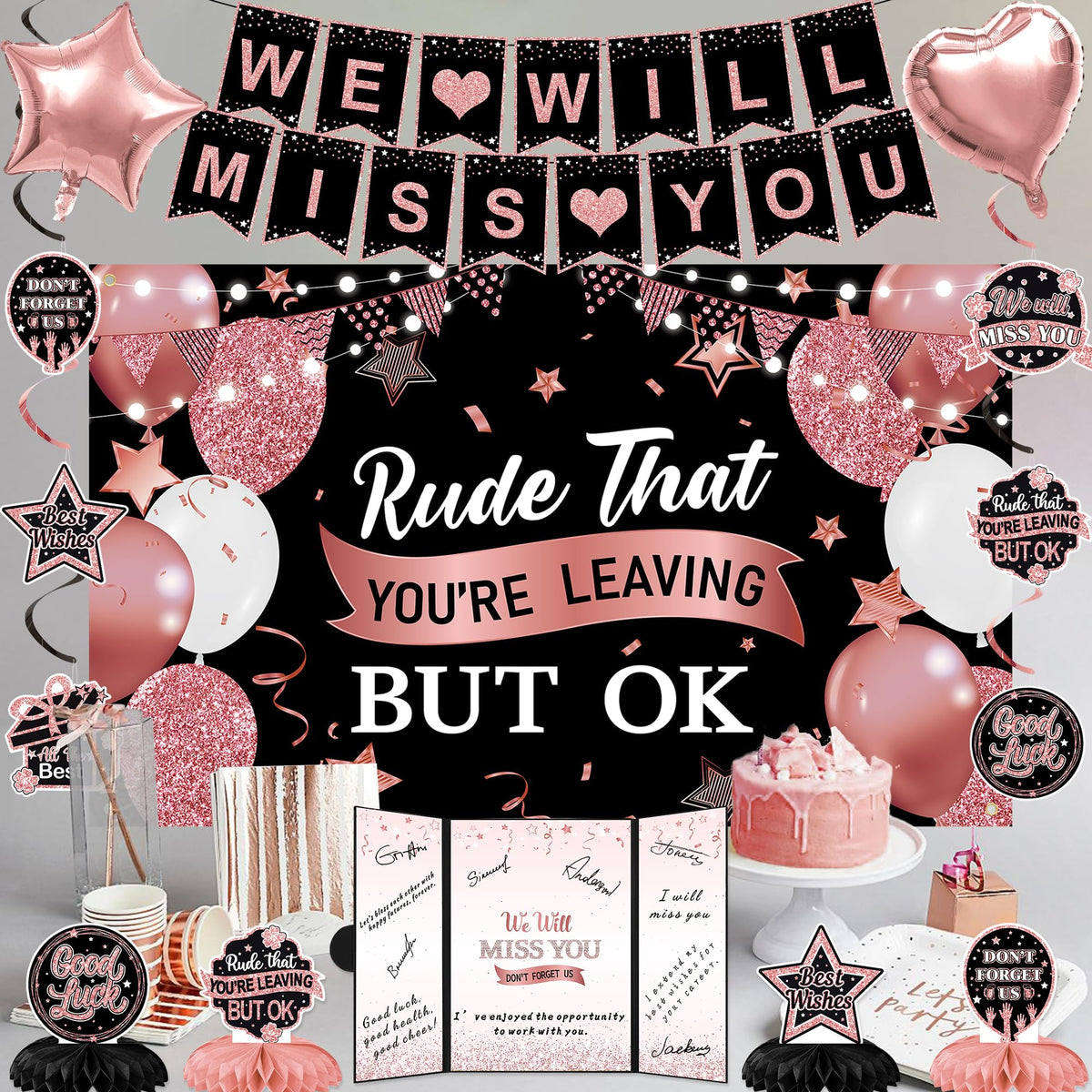 Holkcog black pink glitter banner stands out boldly