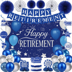 Holkcog blue retirement banner 40x6.5 inches for photo moments
