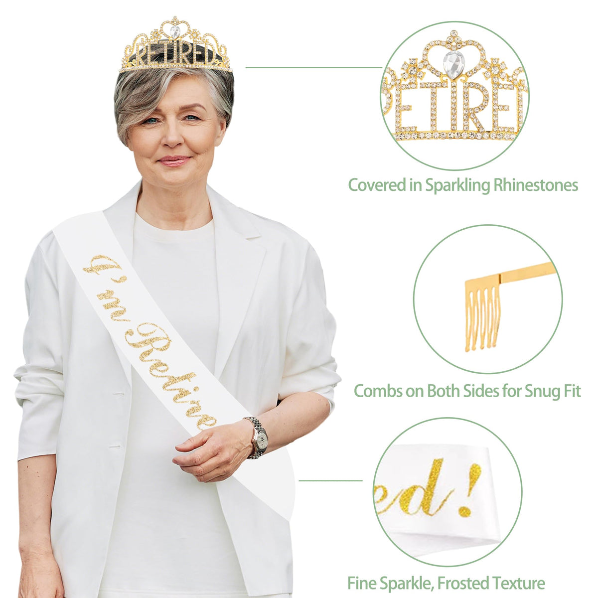 Holkcog crown shoulder strap completes the retirement moment with flair.