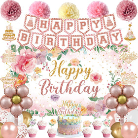 Holkcog flower birthday background provides a chic garden backdrop for photos.