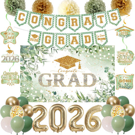 Holkcog green gold graduation backdrop for timeless photos