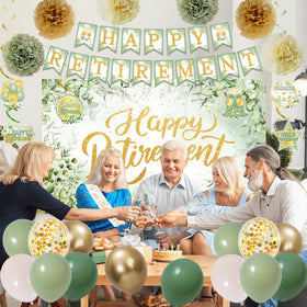 Holkcog green gold banner background creates a stylish backdrop for speeches.