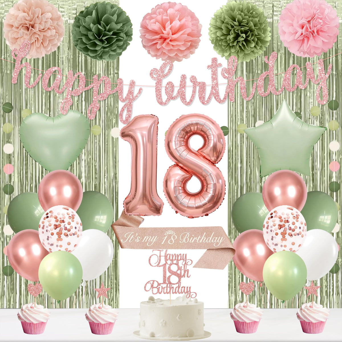 Holkcog 18th birthday banner with glitter accents for a chic backdrop