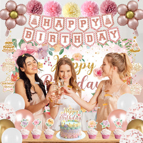 Holkcog pink Happy Birthday banner adds festive flair to celebrations.