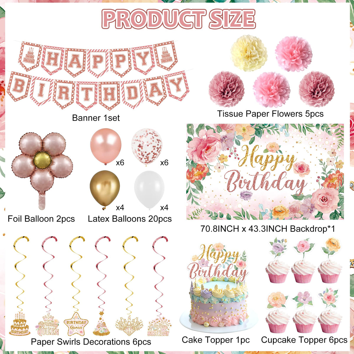 Holkcog pink flower cake toppers decorate cupcakes with floral elegance.